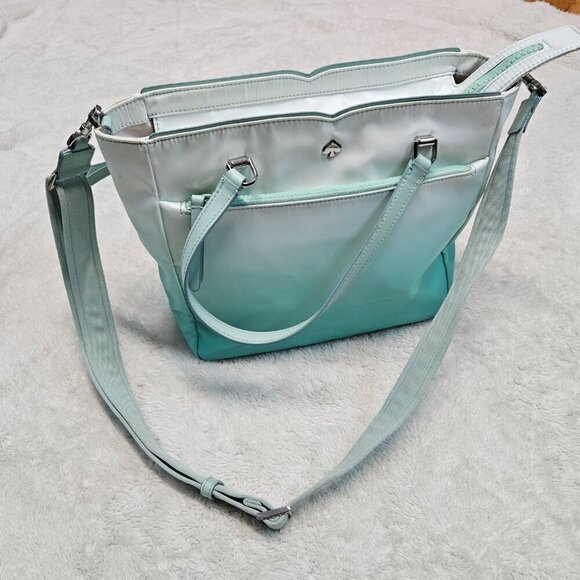NWOT Kate Spade Jae Degrade White Mint Green Ombre Medium Satchel Hand bag Purse - Picture 2 of 16